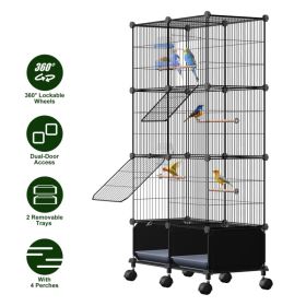 46in Bird Cage Spacious Indoor Pet Bird House With 4 Wooden Perches
