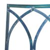 Half-Circle Outdoor Patio Garden Antique Blue Wrought Iron Tree Bench