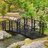 Outdoor Vintage Black Metal Arch 6-ft Garden Bridge with Side-Rails
