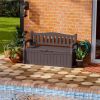 Heavy Duty Brown Plastic Outdoor Storage Garden Bench Patio Deck Box