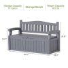 Heavy Duty Grey Plastic Outdoor Storage Garden Bench Patio Deck Box
