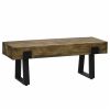 Garden Bench with Metal Legs, Rustic Wood Effect, Concrete Entryway Bench, for Patio, Park, Porch, Lawn, Natural/Black