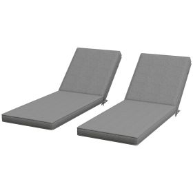 2-Piece Patio Chair Cushions with Backrests, Replacement Cushions for Outdoor Lounge Chair, Gray