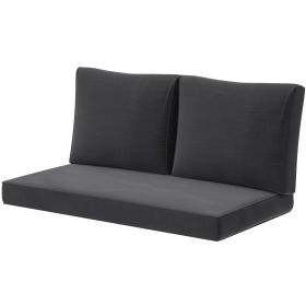 2 Seat Patio Furniture Cushions, Thick Outdoor Loveseat Cushion Set with Removable Cover, 46x26x5 in, Black