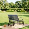 2-Person Outdoor Glider Bench Patio Double Swing Rocking Chair Powder Coated Steel Frame for Backyard Garden Porch Black