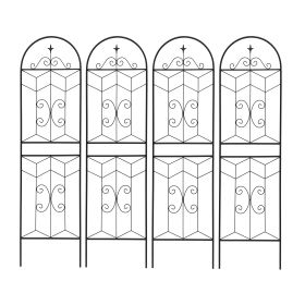 4 Pack Metal Garden Trellis 71" x 19.7" Rustproof Trellis for Climbing Plants Outdoor Flower Support Black