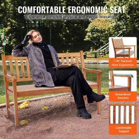 Outdoor Bench, 50 inches Wood Garden Bench for Outdoors, Outdoor Garden Park Bench with Backrest and Armrests, 800 lbs Load Capacity Bench