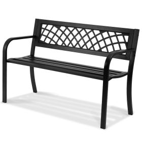 Outdoor Bench,46 inches Metal Garden Bench for Outdoors, 480 lbs Load Capacity Bench, Outdoor Garden Park Bench with Backrest and Armrests