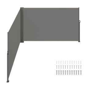 Retractable Side Awning, 71''x 236'' Aluminum Outdoor Privacy Screen, 280g Polyester Water-proof Retractable Patio Screen