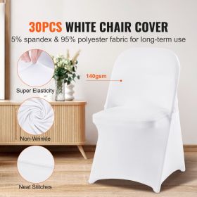 White Stretch Spandex Chair Covers - 30 PCS, Folding Kitchen Chairs Cover, Universal Washable Slipcovers Protector, Removable Chair Seat Covers