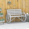 Charcoal Grey Wagon Wheel Bench: Rustic 2-Person Patio Furniture