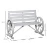 Charcoal Grey Wagon Wheel Bench: Rustic 2-Person Patio Furniture