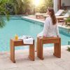 1PC Outdoor Garden Bench Single Person Patio Backless Bench with Solid Wooden Frame