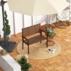 Outdoor All Weather Bench with Solid Rubber Wood Frame and Hand Woven PU Leather