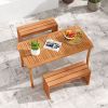 2-Person Outdoor Garden Bench with Solid Wooden Frame for Backyard