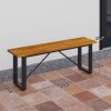 Outdoor Bench, 2-Person Backless Garden Bench, Acacia Wood Patio Bench Loveseat with Slatted Seat for Porch, Park, Teak