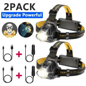 LED Headlamp Rechargeable Head Torch Zoom Headlight Lamp Flashlight Fishling Camping Light With 3 Modes Work Light Shipping Via DHL-Ground,Cannot Be S (Option: 2Pack)