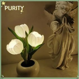 Tulip Lamp - LED Replica Tulip Table Lamp With Flower Vase For Desktop Decoration. Suitable For Home, Living Room, Desktop Decoration, Holiday Gifts, (Option: White)