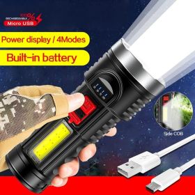 LED Flashlight Torch Rechargeable Work Light Built-in Battery Free Shipping Via DHL-Ground,cannot Be Shipped Via USPS With A Shipping Label For Pickup (Option: Black)