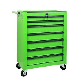 7-Drawer Rolling Tool Storage Cabinet With Detachable Top Tool Box, Universal Lockable Wheels, Adjustable Shelf, Locking Mechanism, Metal Tool Cart Fo (Option: Green)