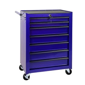 7-Drawer Rolling Tool Storage Cabinet With Detachable Top Tool Box, Universal Lockable Wheels, Adjustable Shelf, Locking Mechanism, Metal Tool Cart Fo (Option: Purple)