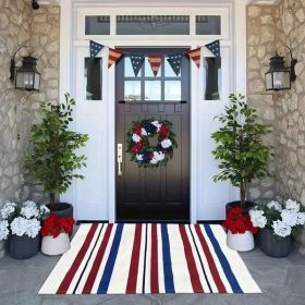 "American Flag Doormat - Patriotic USA Flag Welcome Mat, Non-Slip Indoor/Outdoor Front Door Rug, Veterans Day Gift, Porch Home Decor - Red White And B (Option: 30x18)