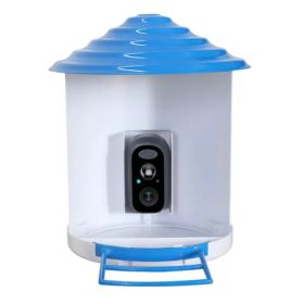 Smart Bird Feeder With Solar Powered Camera 1080P HD AI Identify PIR Motion Auto Capture Video Cloud Card Storage WiFi Connection App Control IP65 Wat (Option: White)