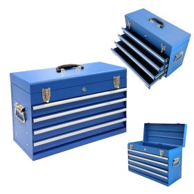 Heavy Duty Metal Tool Box, 21-inch, Portable Metal Tool Box With 4 Drawers, Small Tool Chest With EVA Liners, Ball Bearing Slide Drawers Locking & Pow (Option: Blue)