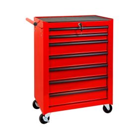 7-Drawer Rolling Tool Storage Cabinet With Detachable Top Tool Box, Universal Lockable Wheels, Adjustable Shelf, Locking Mechanism, Metal Tool Cart Fo (Option: Red)