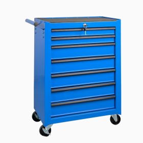 7-Drawer Rolling Tool Storage Cabinet With Detachable Top Tool Box, Universal Lockable Wheels, Adjustable Shelf, Locking Mechanism, Metal Tool Cart Fo (Option: Blue)