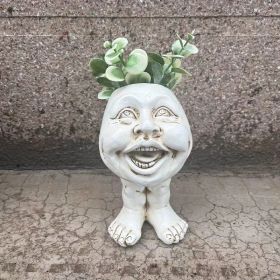 1pc Resin Planter Statue Vase, Outdoor Garden Ornaments Patio Lawn Garden Yard Entry Door Decor (Color: Aunt Minnie)