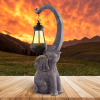 Solar Elephant Statue, Outdoor Garden Resin Elephant Sculpture, Art Ornament with Solar LED Lights, Garden Landscape Sculpture