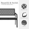 Outdoor Garden Bench with Anti-Rust Metal Powder Coated Frame, Patio Bench for Front Porch Park