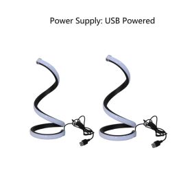 2Pcs Creative Spiral Three-Color Adjustable LED Desk Lamp, Three-Color Dimming, Soft Lighting, Eye-Friendly And Comfortable, Suitable For Bedroom, Liv (Option: Black)