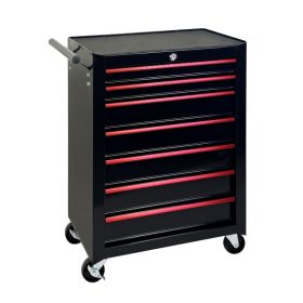 7-Drawer Rolling Tool Storage Cabinet With Detachable Top Tool Box, Universal Lockable Wheels, Adjustable Shelf, Locking Mechanism, Metal Tool Cart Fo (Option: Black)