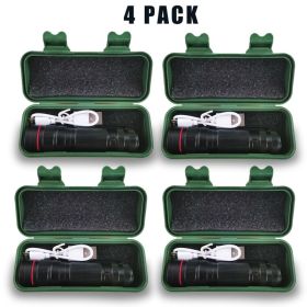 LED Flashlight USB Rechargeable Tactical Zoom Torch Powerful Mini Pen Light Work Light For Camping Shipping Via DHL-Ground,Cannot Be Shipped Via USPS (Option: 4Pcs)